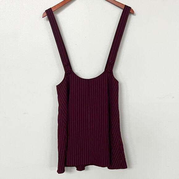 New FOREVER 21 Striped Woven Pinafore Pinstripe Suspender Mini Skirt Dress M - Picture 2 of 8